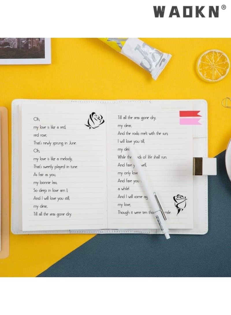 WAOKN Leather Notebook with Combination Lock, Leather Locking Journal Writing Notebook, Lock Diary Leather Locking Journal Writing Notebook Vintage Planner Agenda Personal Gift for Girls Journal, White - Image 4