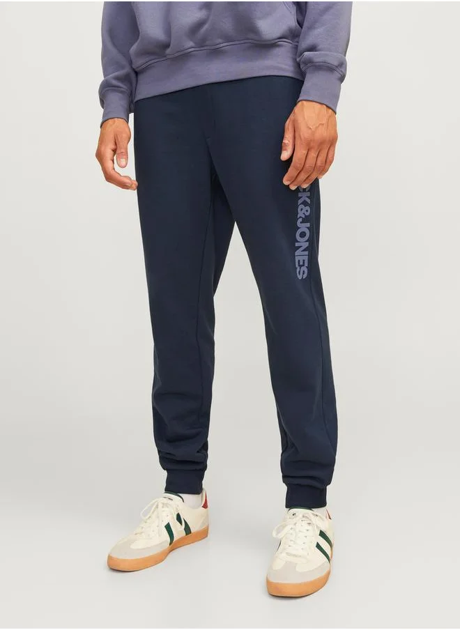 JACK & JONES Logo Print Regular Fit Joggers