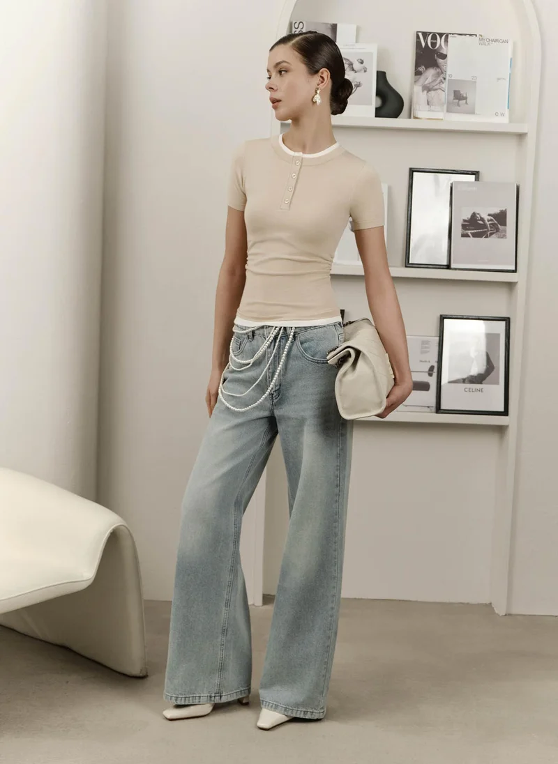 Lichi Two-material jersey top