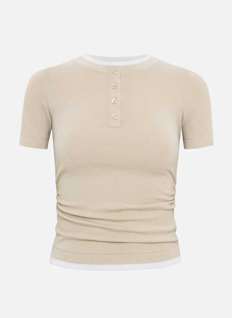 Lichi Two-material jersey top