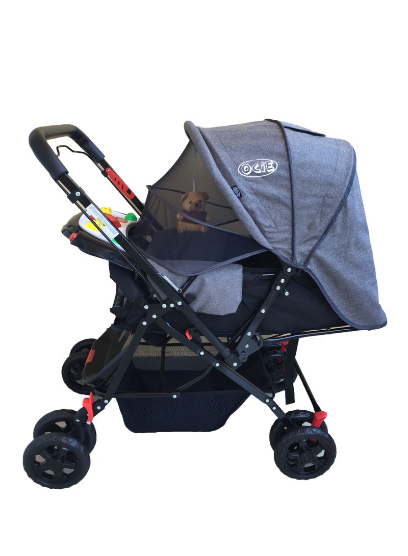 عربة أطفال هابي كيدو القابلة للطي – تصميم مريح وآمن بلون رمادى أنيق - Image 2
