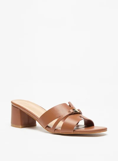فلورا بيلا من شو إكسبرس Solid Slip-On Sandals with Block Heels