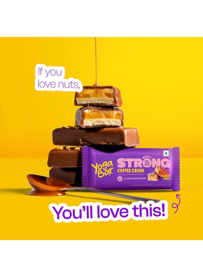 Yogabar Strong 12g Protein Bar Variety Pack of 6 (3 x Choco Peanut Butter Bars, 3 x Coffee Rush Bars) | No Added Sugar Protein Bars | Premium High Protein Blend - Whey Protein Concentrate, Isolate, Peanuts & Soy | Healthy Protein Snacks - Image 4