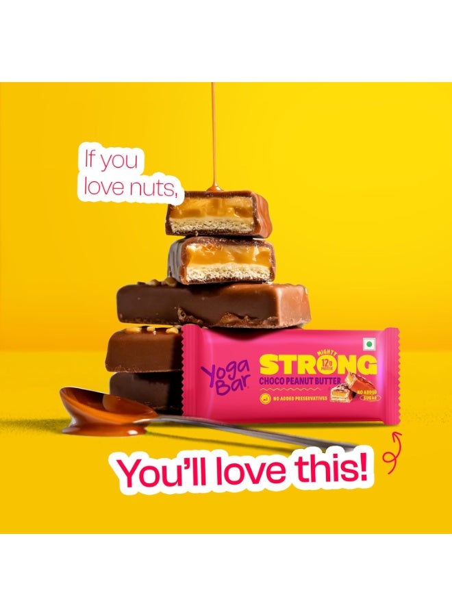 Yogabar Strong 12g Protein Bar Variety Pack of 6 (3 x Choco Peanut Butter Bars, 3 x Coffee Rush Bars) | No Added Sugar Protein Bars | Premium High Protein Blend - Whey Protein Concentrate, Isolate, Peanuts & Soy | Healthy Protein Snacks - Image 2