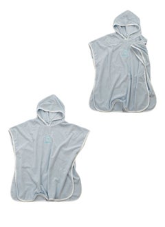 HaveDream Children's Hooded Bath Towel Spring and Summer Cotton, Boys and Girls Cape Beach Swimming Bathrobe - Light Blue  - Image 3