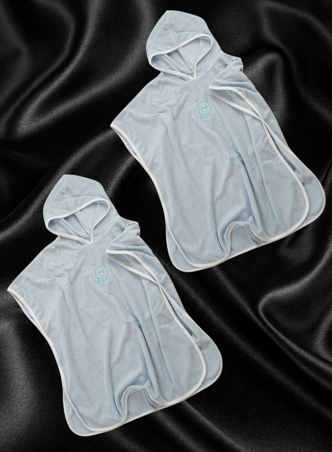 HaveDream Children's Hooded Bath Towel Spring and Summer Cotton, Boys and Girls Cape Beach Swimming Bathrobe - Light Blue - Image 5