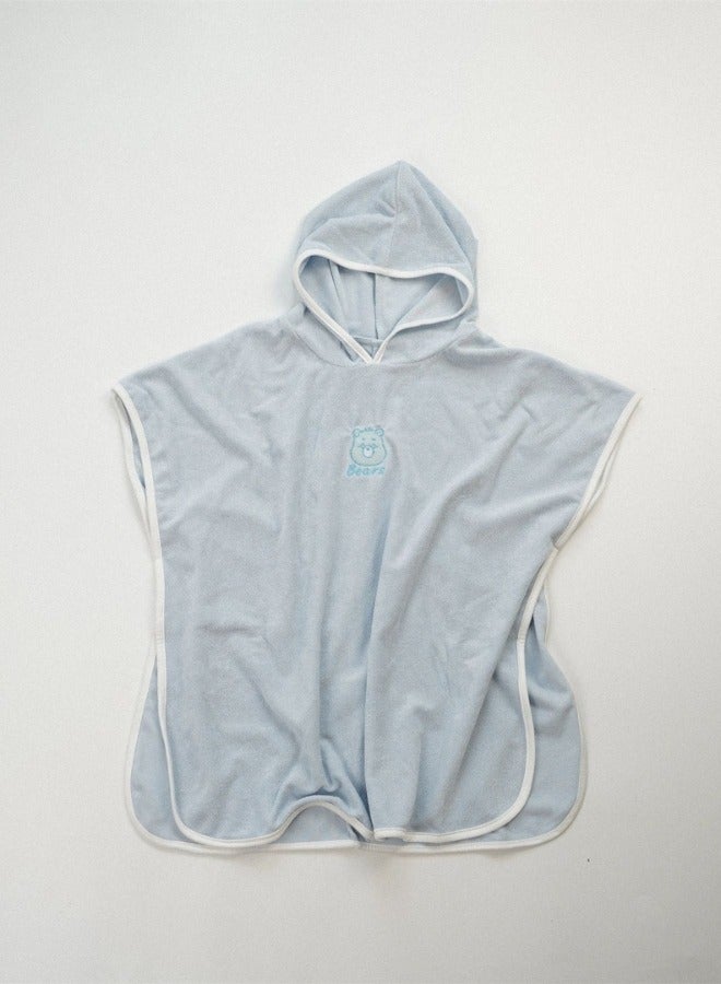 HaveDream Children's Hooded Bath Towel Spring and Summer Cotton, Boys and Girls Cape Beach Swimming Bathrobe - Light Blue - Image 1