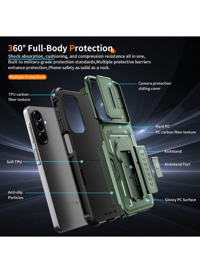Case Cover Shock resistant  Kickstand CamShield TPU + PC Compatible with  Samsung Galaxy A17 (Green) - Image 2