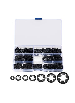 340PCS Push-On Starlock Washer Kit, 65Mn Steel Starlock Washers Assortment Quick Speed Locking Washers Set Industrial Grade Starlock Washers Universal Starlock Washer [7 Sizes] M3/M4/M5/M6/M8/M10/M12