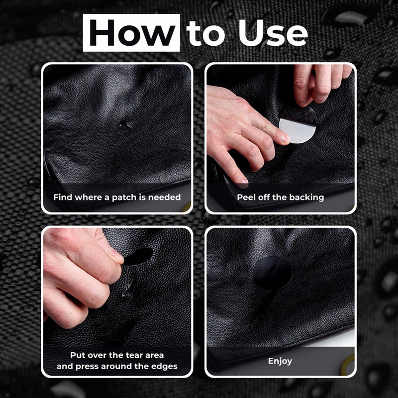 aZengear Repair Patches (30+ Colors) for Down Jackets, Puffers, Tents, Shoes, Sleeping Bags - Stick On, Waterproof, Tear-Cold-Heat-Resistant Nylon Polyester Fabric (11 Pcs, Black) - Image 2