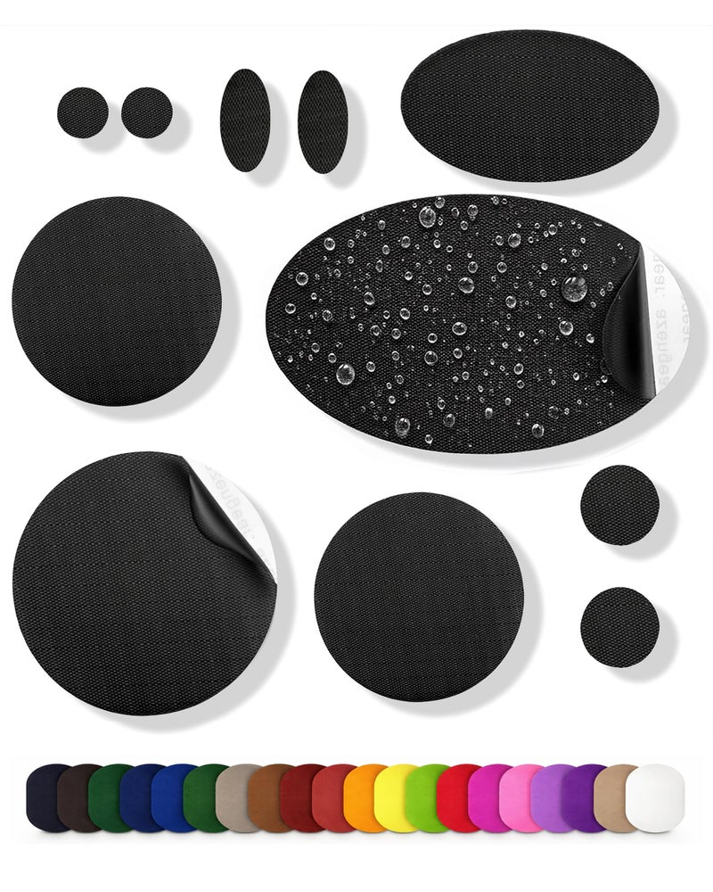 aZengear Repair Patches (30+ Colors) for Down Jackets, Puffers, Tents, Shoes, Sleeping Bags - Stick On, Waterproof, Tear-Cold-Heat-Resistant Nylon Polyester Fabric (11 Pcs, Black) - Image 1