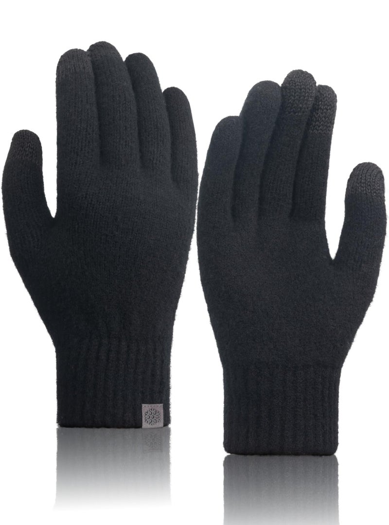 TRENDOUX 100% Merino Wool Gloves for Adults - Thin Lightweight Touch Screen Gloves, Cozy Season Fit for Sports Hiking Walking Black L - Image 1