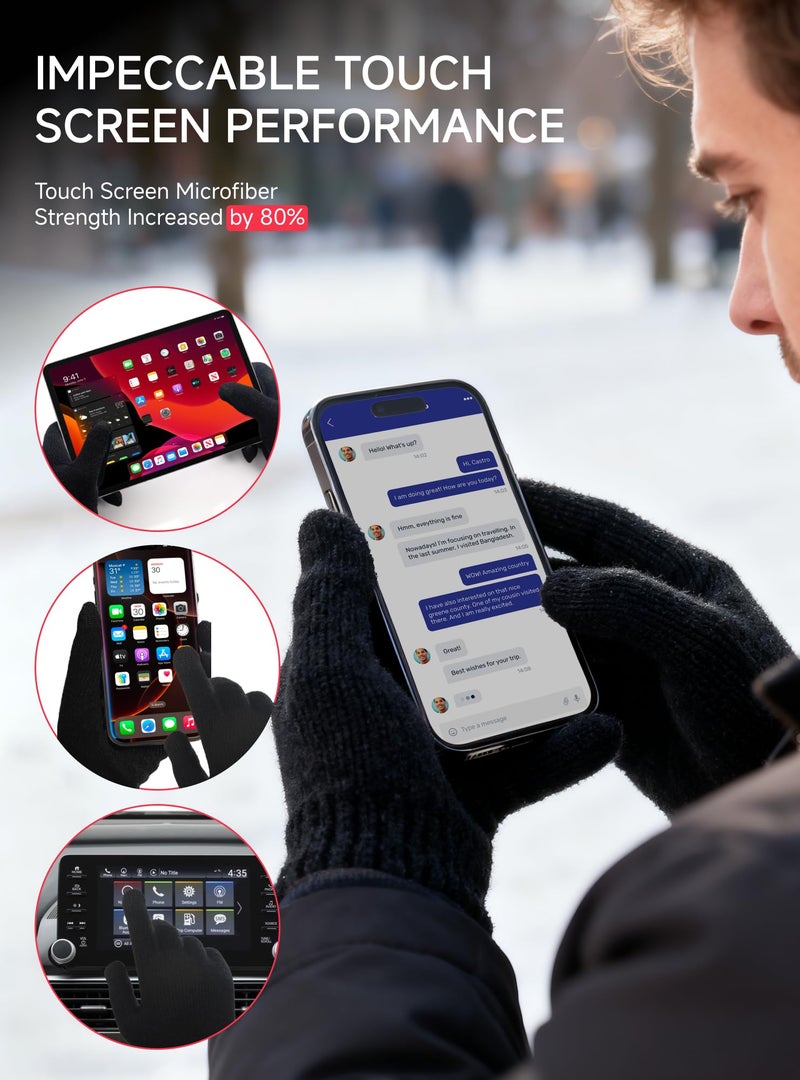 TRENDOUX 100% Merino Wool Gloves for Adults - Thin Lightweight Touch Screen Gloves, Cozy Season Fit for Sports Hiking Walking Black L - Image 4