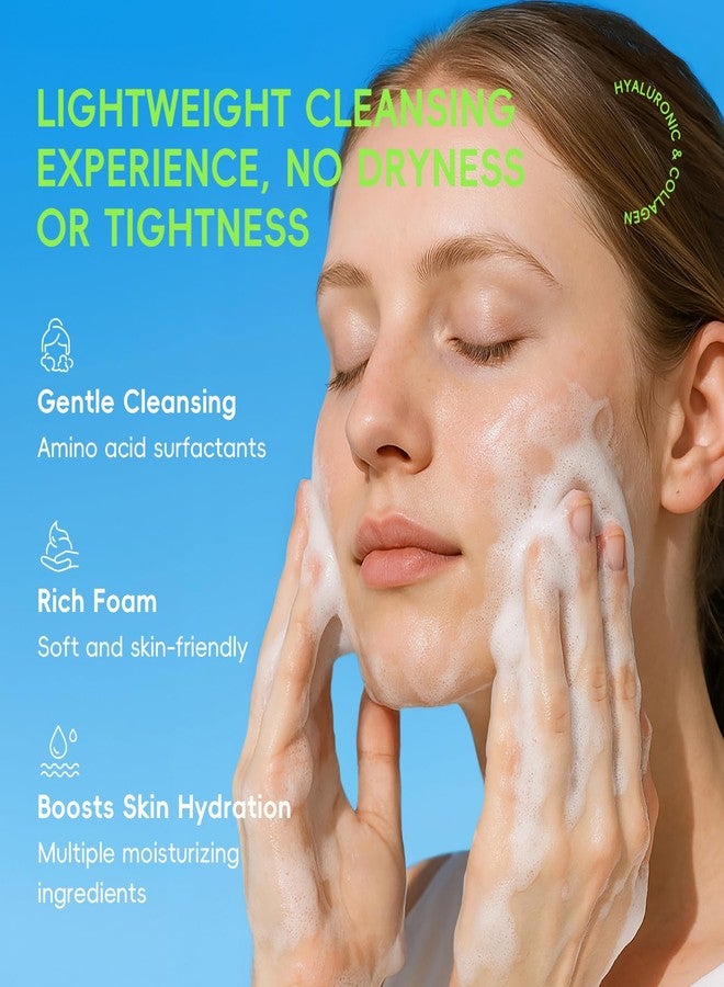 Easilydays Hyaluronic Acid & Collagen Facial Cleanser, Amino Acid Surfactants Face Wash, Hydrating Gentle Foaming Cleanser for Repairing Deep Cleansing Moisturzing Balance Oil Water, No Dryness - Image 2