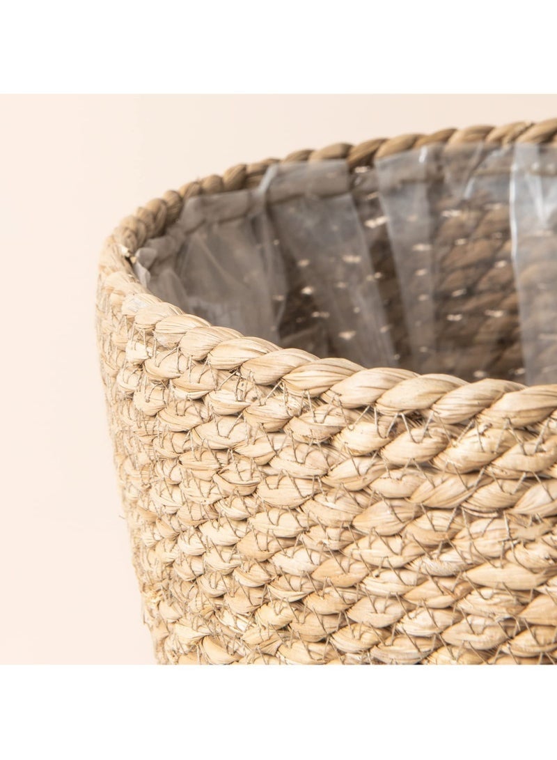 SHAOZHEN Set Of 3 Flower Pots Seagrass Flower Pot Baskets Indoor And Outdoor Flower Pot Covers Plant Containers Beige - Image 4