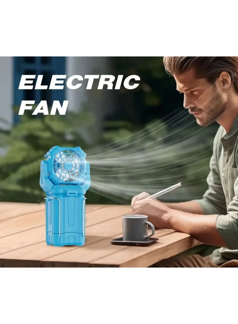 سمارتكس مصباح تخييم LED يعمل بالطاقة الشمسية قابل لإعادة الشحن، مزود بمروحة خضراء داكنة - Image 2