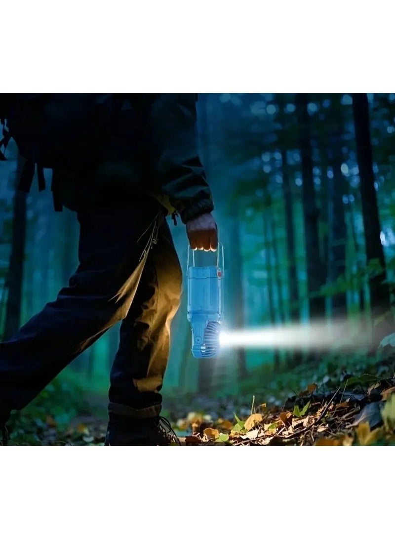 سمارتكس مصباح تخييم LED يعمل بالطاقة الشمسية قابل لإعادة الشحن، مزود بمروحة خضراء داكنة - Image 3