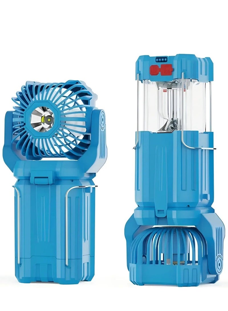 سمارتكس مصباح تخييم LED يعمل بالطاقة الشمسية قابل لإعادة الشحن، مزود بمروحة خضراء داكنة - Image 1