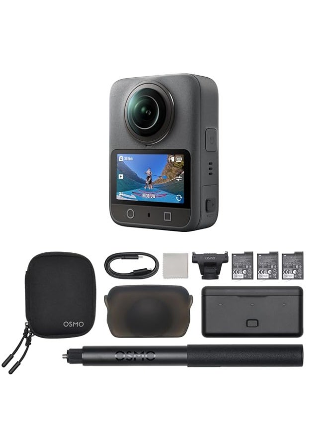 أوسمو Osmo 360 Adventure Combo,360 Camera With 1-Inch 360° Imaging, Native 8K 360° Video, 4K/120fps & 170° Boost Video, 120MP 360° Photo, 100-Min 8K Recording, Waterproof, Action Camera for Sports, Vlog - Image 1