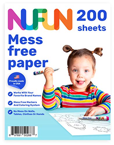 NuFun Activities أنشطة NuFun ورق خالي من الفوضى للأطفال - إبداعات بدون فوضى مع ورق تلوين خاص هدية للأطفال الصغار والأطفال 200 صفحة فارغة - Image 1