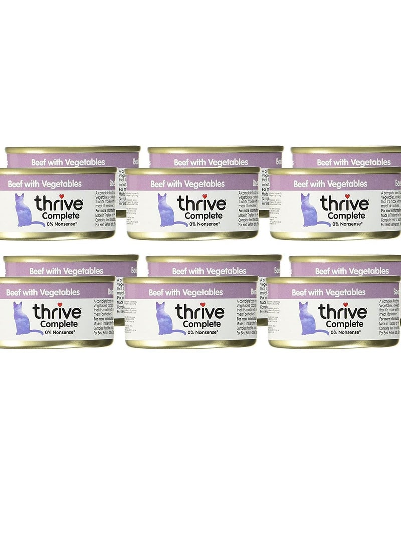 12 Piece Complete Beef with Vegetables Cat Wet Food 75g