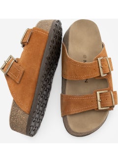 MARJIN Women's Genuine Leather Double Banded Cork Sole Casual Slippers Roneta  - Image 5