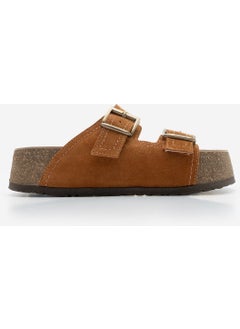 MARJIN Women's Genuine Leather Double Banded Cork Sole Casual Slippers Roneta  - Image 2