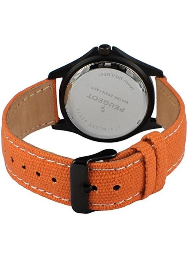 PEUGEOT Men Black Aviator Watch 24Hr Time Markers Water Resistant With Canvas Strap  - Image 2
