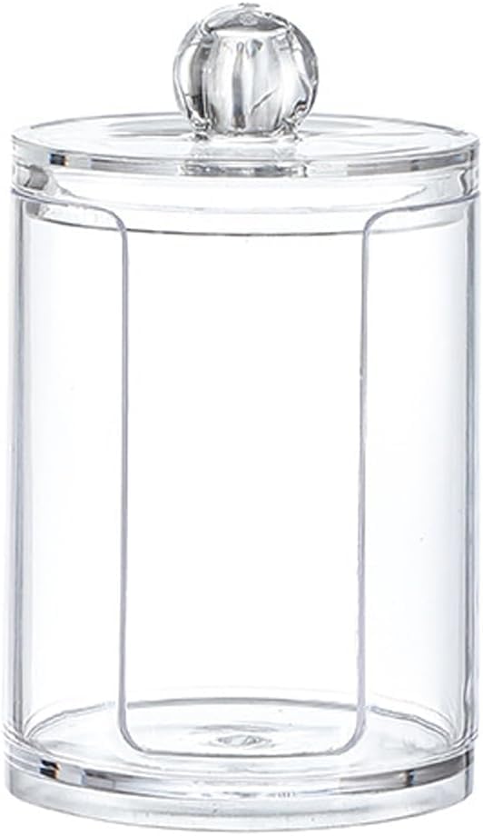 EARTHCONE Acrylic Clear Makeup Cotton Pad and Swab Organizer Holder Container Cosmetic Makeup Organizer Box with Lid (Round) - Image 1