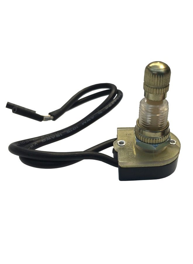 GSW-61 Electrical Rotary Switch, SPST, ON-OFF, 6 A/125V AC, 6 inch Wire Terminal,Brass