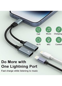 Generic iPhone Charging and Headphone Adapter, iPhone Lightning to 2 Lightning Adapter,Dual Lightning AUX + Charger Adapter Dongle Cable Splitter Audio Charger for iPhone 14Pro  Max/14 Pro/12/11/X/8/pad  - Image 2