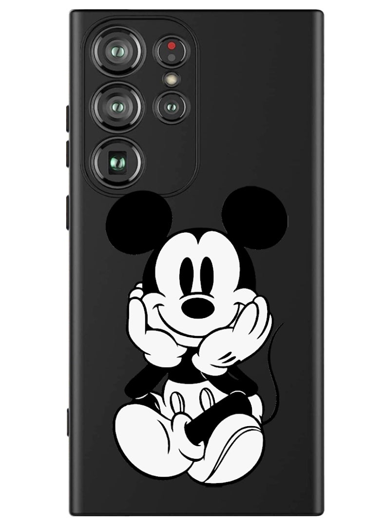 Theodor Protective Slim Fit Case Liquid Silicone Cover with Full Body Protection Anti-Scratch Shockproof Case For Samsung Galaxy S24 Ultra (Black) - Mickey sitting - Image 1