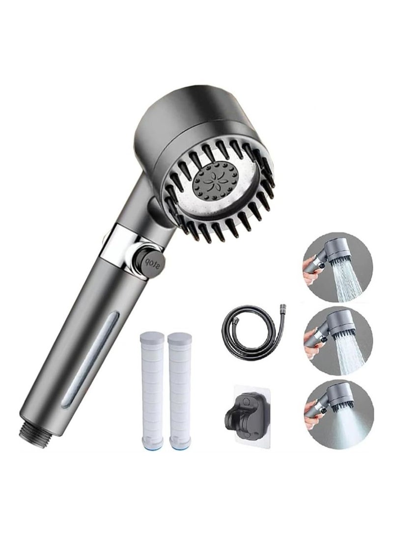 Shower Filter Head, Handheld High-Pressure Head to Remove Chlorine and Impurities, Massages Scalp Anti Hairfall Dry Skin, with Hose Holder (3 Modes) - Image 1