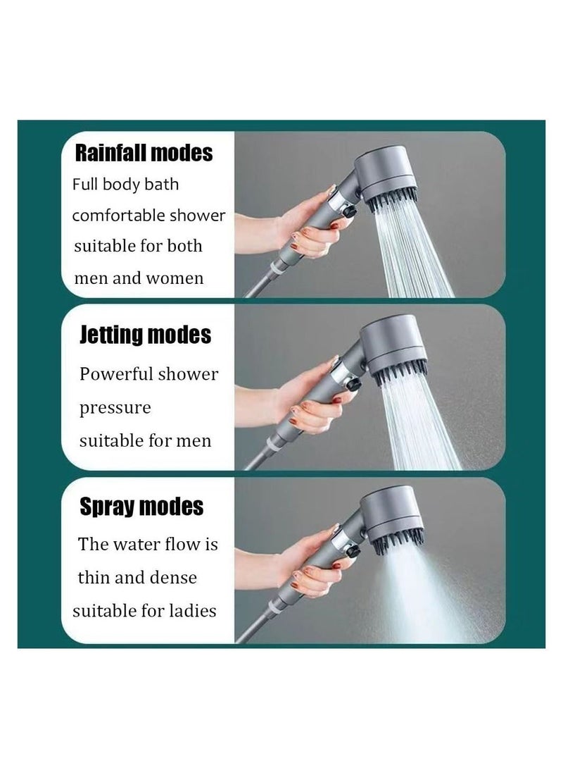 Shower Filter Head, Handheld High-Pressure Head to Remove Chlorine and Impurities, Massages Scalp Anti Hairfall Dry Skin, with Hose Holder (3 Modes) - Image 5