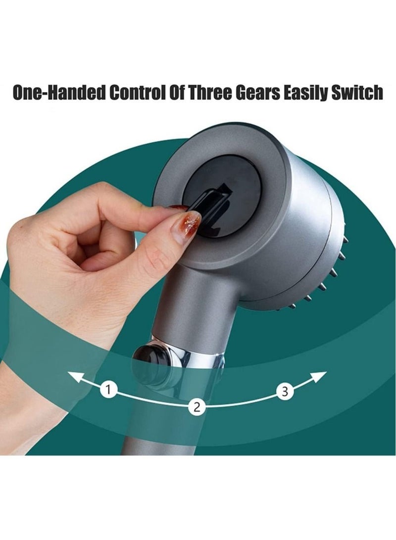 Shower Filter Head, Handheld High-Pressure Head to Remove Chlorine and Impurities, Massages Scalp Anti Hairfall Dry Skin, with Hose Holder (3 Modes) - Image 3