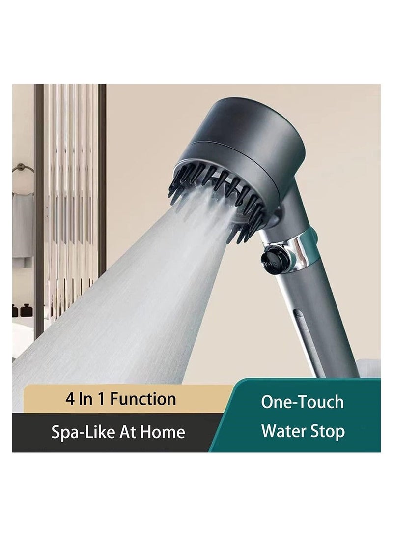 Shower Filter Head, Handheld High-Pressure Head to Remove Chlorine and Impurities, Massages Scalp Anti Hairfall Dry Skin, with Hose Holder (3 Modes) - Image 2