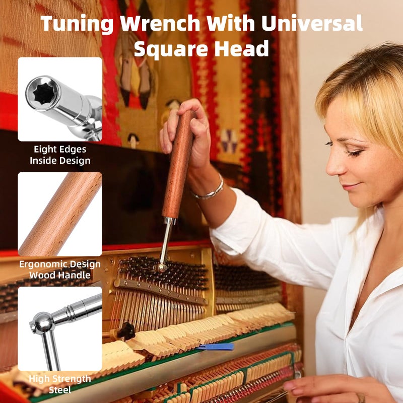 MELHA Professional Piano Tuning Kit, 9 PCS Piano Tuner Wrench Hammer piano tuning Mute kit tools - Image 2