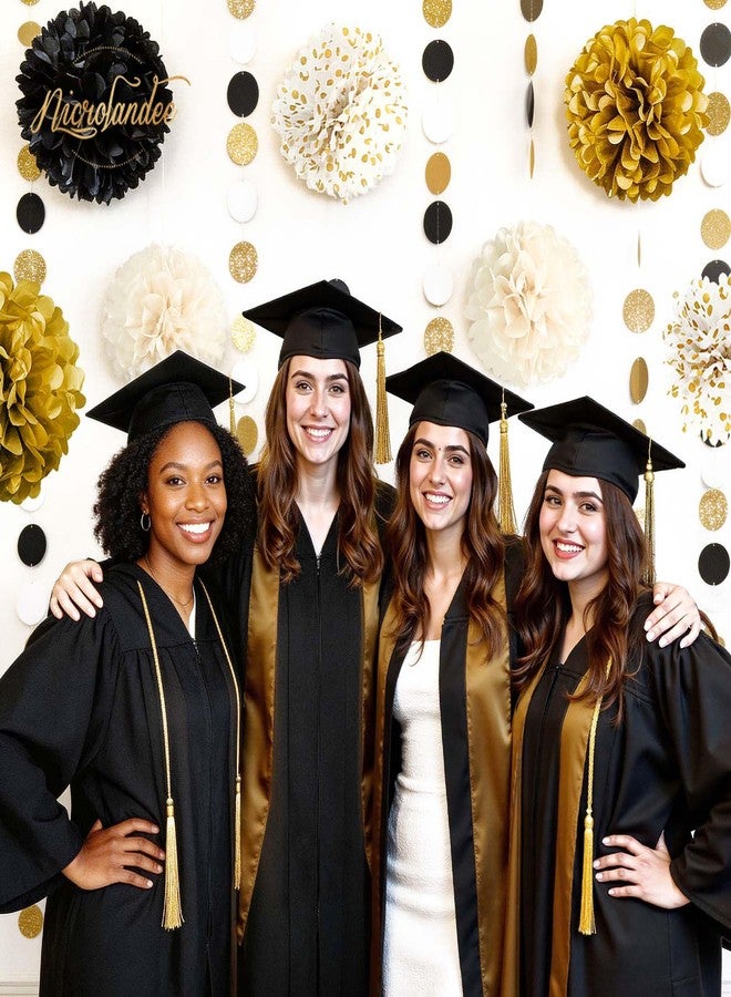 NICROLANDEE Black Gold Party Decorations, 15 PCS Tissue Paper Pom Poms Kit for 2026 Graduation Party Decor, Wedding, Birthday, Engagement, Paper Garland Flower Ball Ceiling Wall Decor - Image 4