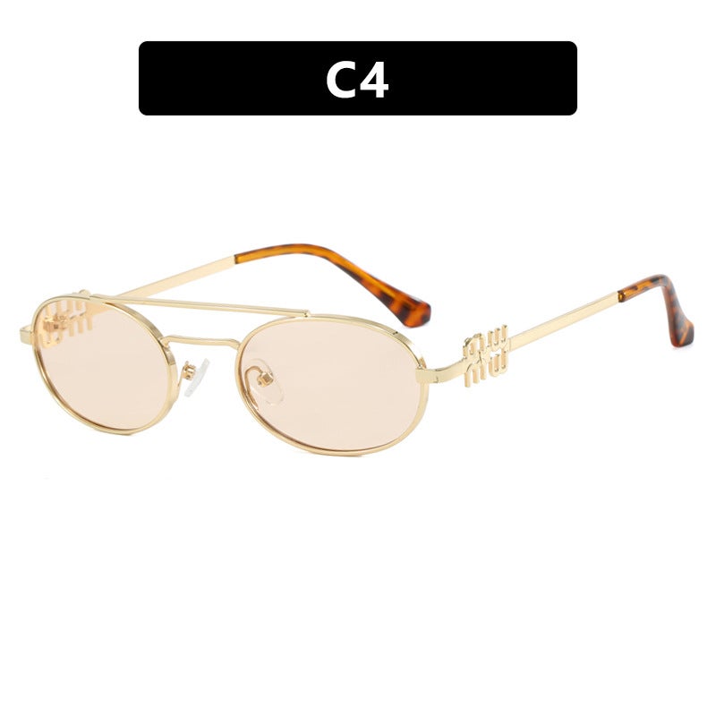 Generic 2024 Chic Oval Sunglasses for Women Champagne 