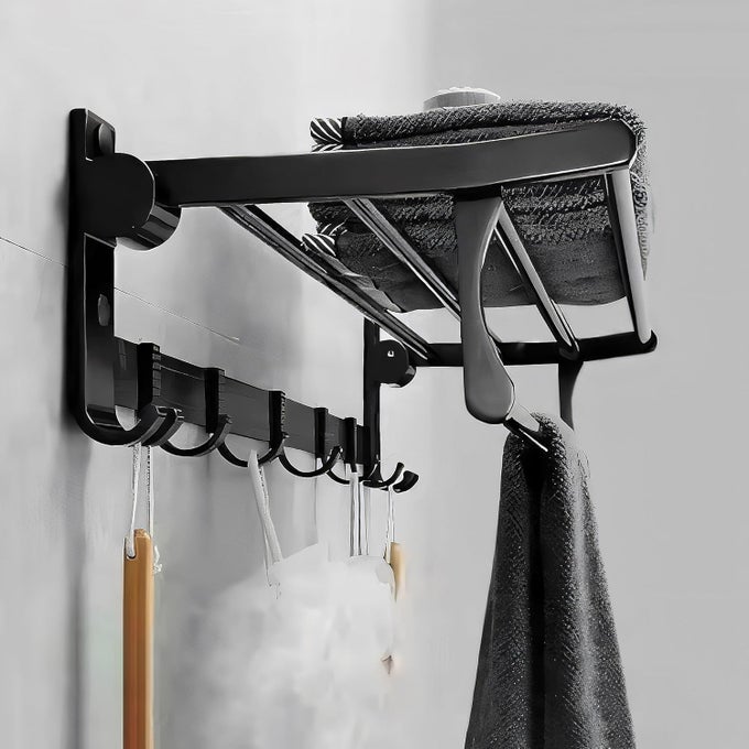BATHROOM ACCESSORIES SET 24 INCH TOWEL ROD TOWEL RACK CLOTHES HANGER AND TOWEL HOLDER RUSTRESISTANT BATHROOM FITTINGS FOR HOME BLACK PACK OF 1