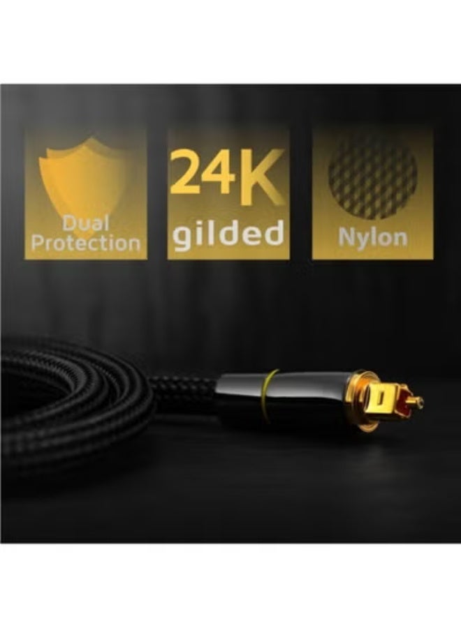 كابل صوت بصري رقمي HiFi 5.1 بطول 1 متر (SPDIF) - كابل صوت Toslink، مناسب لصناديق التلفزيون، وPS4، وكابلات السماعات، وأشرطة الصوت، ومكبرات الصوت، ومكبرات الصوت الفرعية. - Image 2