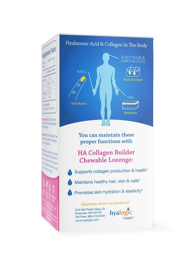 Hyalogic - Hyalogic Hair Skin & Nails Hyaluronic Acid Collagen Builder - Delicious Berry Flavored Collagen Boost Chewable Lozenges - Sugar Free Vegan Collagen Ideal to Enhance Your Natural Beauty - 30 Count - Image 1
