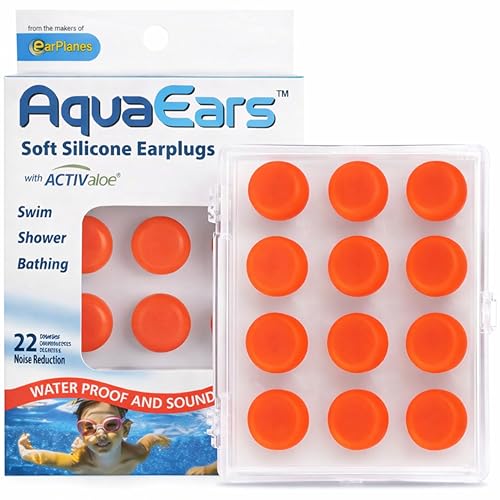 Aqua Ears Ear Plugs AquaEars Red 6 Pair Soft Silicone carry case with Activ Aloe For Sleep Swim Meditation Water Proof, Sound Reducing Study Loud Events Shower - Image 3