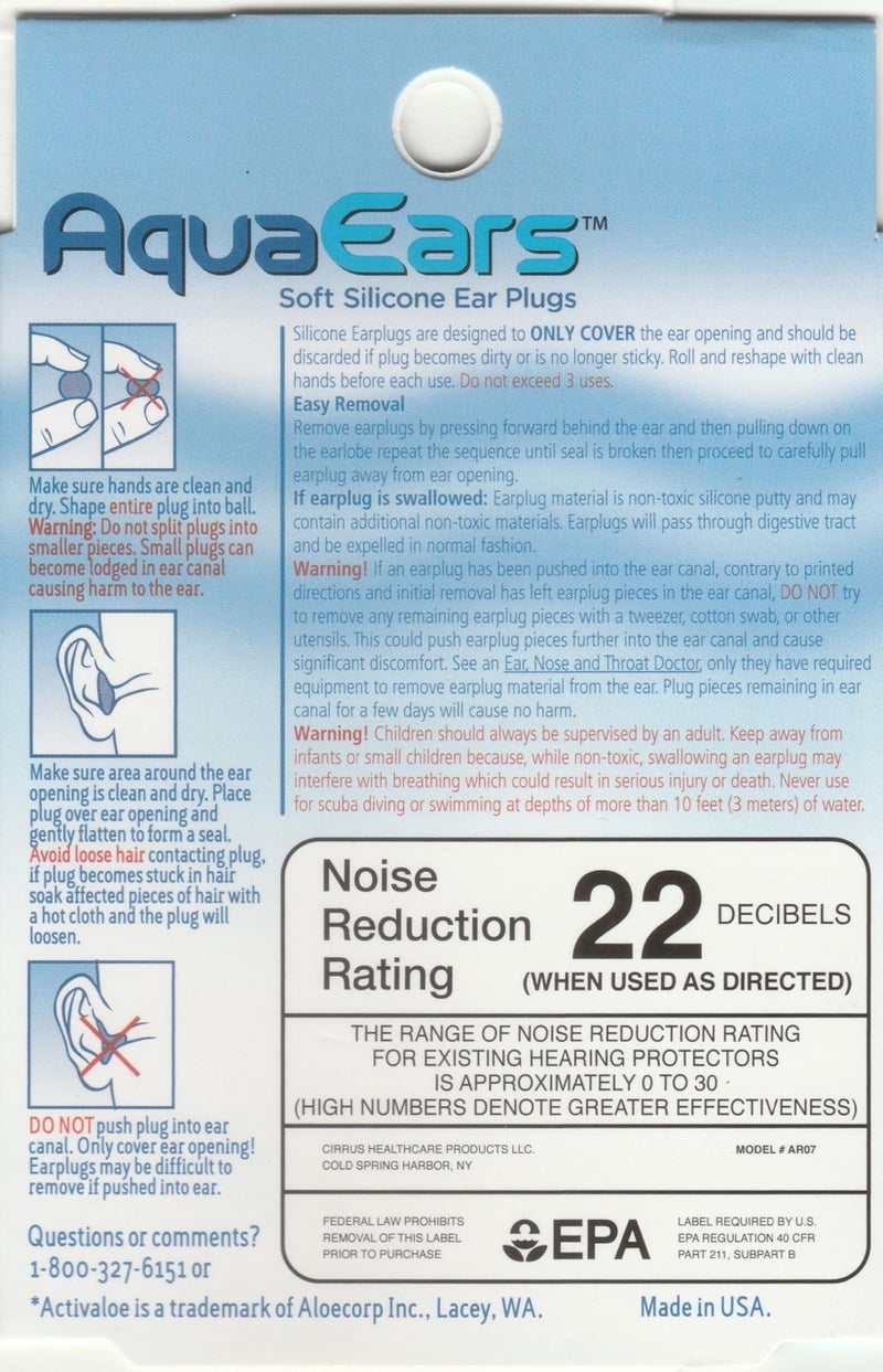 Aqua Ears Ear Plugs AquaEars Red 6 Pair Soft Silicone carry case with Activ Aloe For Sleep Swim Meditation Water Proof, Sound Reducing Study Loud Events Shower - Image 2