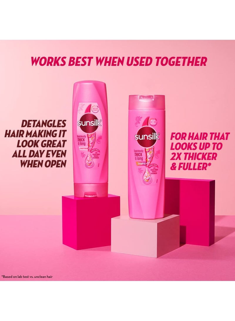 صانسيلك شامبو سميك وطويل لطيف مع الكيراتين والبروتين والزبادي وزيت المكاديميا لشعر أكثر سمكًا وفتحًا 2X، 1 لتر - Image 5