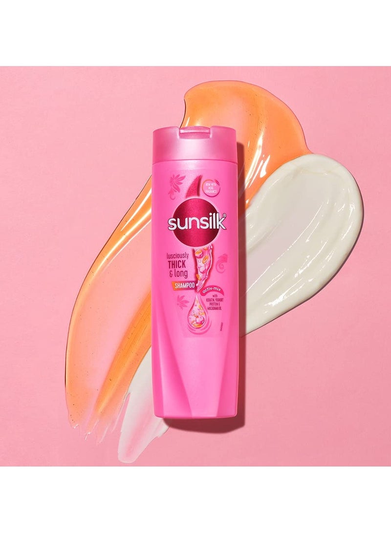 صانسيلك شامبو سميك وطويل لطيف مع الكيراتين والبروتين والزبادي وزيت المكاديميا لشعر أكثر سمكًا وفتحًا 2X، 1 لتر - Image 3