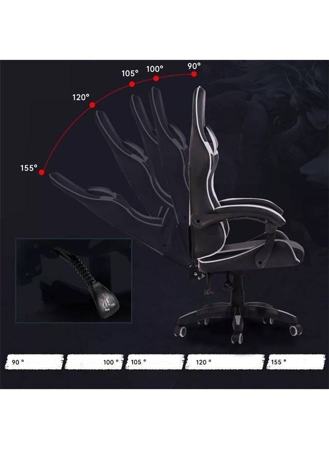 إج كرسي الألعاب قابل للتعديل الكمبيوتر الكمبيوتر الكمبيوتر المكتب بو الجلد عالية الظهر الدعم القطني مريحة مساند الذراع مساند الرأس 122x64x64 سم - Image 5