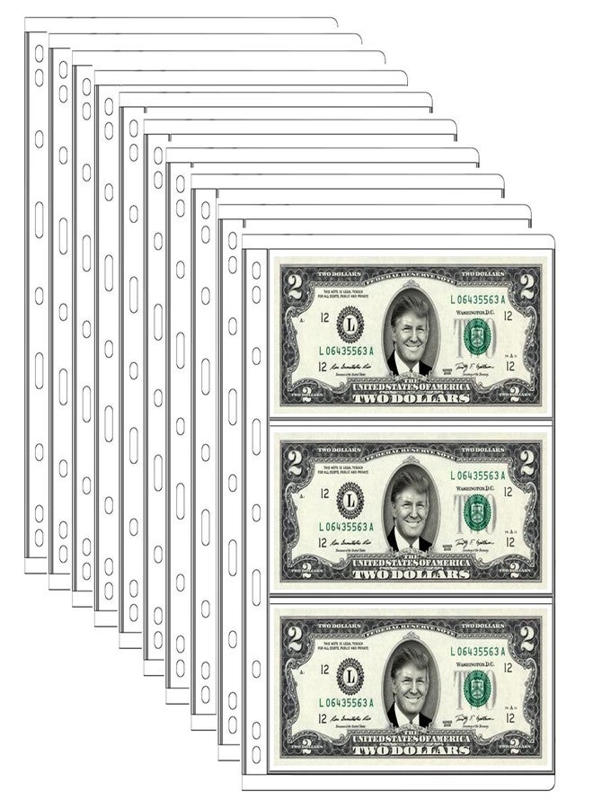 MUDOR Currency Sleeves for Bill Binder, 3-Pocket Page Dollar Bill Holders for Collectors, PVC and Acid Free, Currency Banknote Bill Protector Sleeves fits Currency Collection Book Album - Image 1