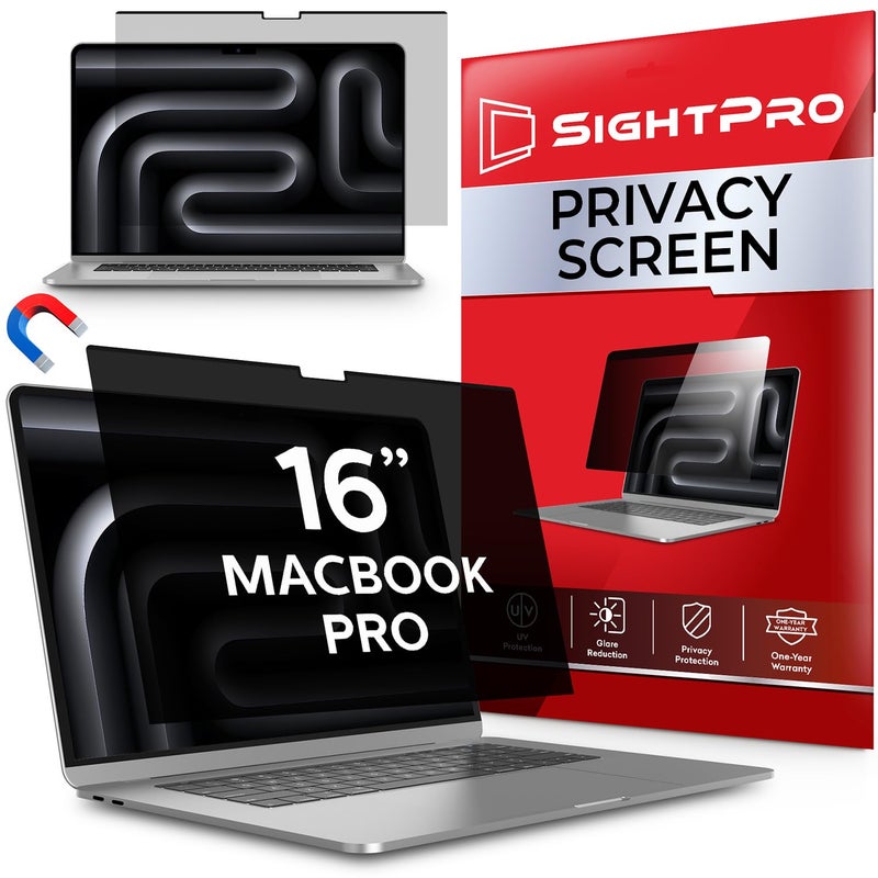 SightPro Magnetic Privacy Screen for MacBook Pro 16 Inch (2021-2024, M1, M2, M3, M4, Pro, Max) Removable Laptop Privacy Filter Shield and Protector - Image 1