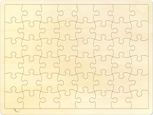 MoinKidz 48 Piece Blank Puzzle with Tray to Draw on Each Piece is Unique Custom Puzzle 142x106 Inches for Crafts DIY Make Your Own Wooden Jigsaw Puzzles - Image 1